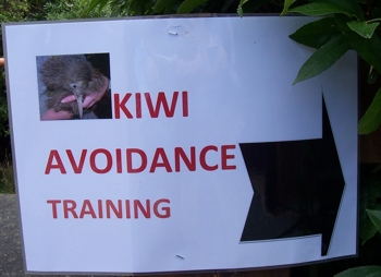 Kiwi Avoidance Training sign at the Education Centre in Rimutaka Forest Park