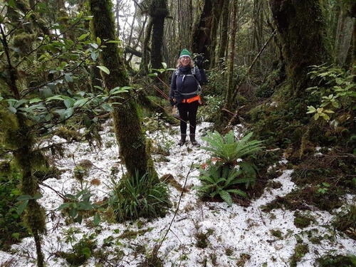 Lianne Beckett - kiwi handler - in the snow